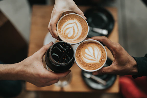 Moody pour-over service on a marble coffee bar
